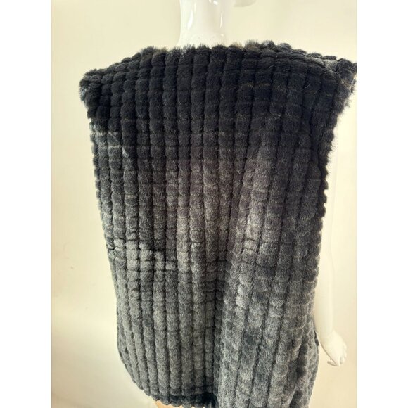 Ellen Kreager Designer Faux Fur Vest Black Sleeveless Jacket L - Picture 6 of 16